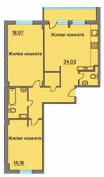 Трёхкомнатная квартира 81.34 м²