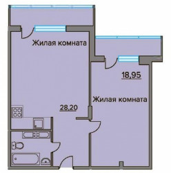 Двухкомнатная квартира 59.7 м²